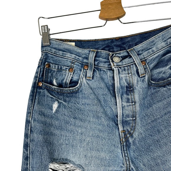 Levi’s 501 Button Your Fly Skinny Distressed Ankle Jeans - Picture 10 of 16